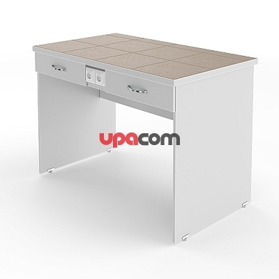 Высокий лабораторный стол со столешницей из керамогранита с ящиками и розетками НВ-1200 ЛКв-Яр