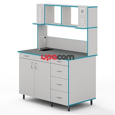 Пристенный стол с сантехникой и столешницей из химстойкого пластика СЛП НВК 1200 ПЛАСТ+