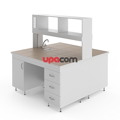 Химический островной стол со столешницей из керамогранитной плитки НВ-1500 ОКХ