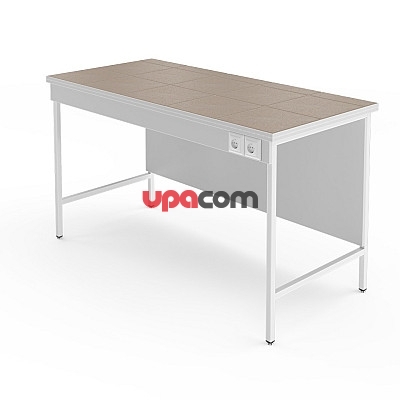 Высокий лабораторный стол с розетками и столешницей из керамогранитной плитки НВ-1500 ЛКв-Р