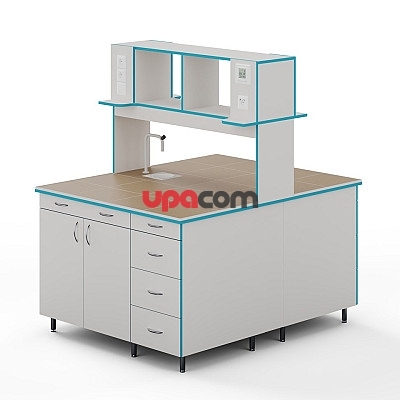 Островной стол с сантехникой и столешницей из керамогранитной плитки СЛО НВК 1200 КГ+