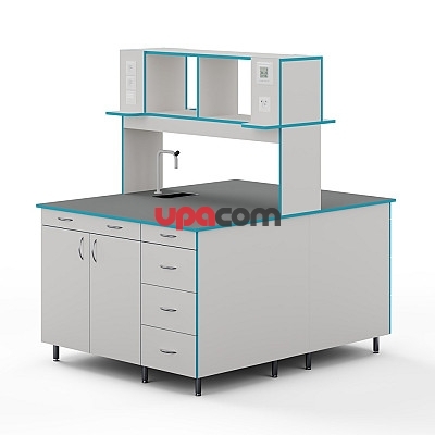 Островной стол с сантехникой и столешницей из химстойкого пластика СЛО НВК 1200 ПЛАСТ+