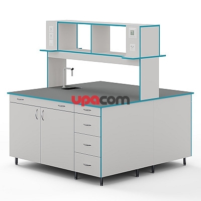 Островной стол с сантехникой и столешницей из химстойкого пластика СЛО НВК 1500 ПЛАСТ+