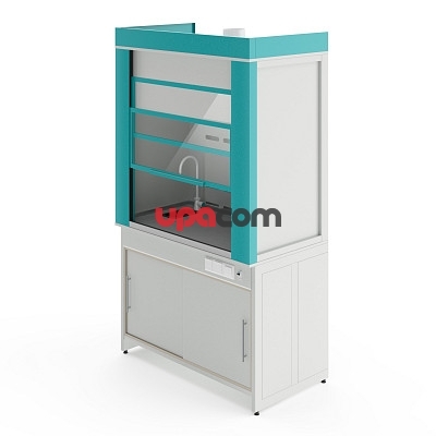 Металлический вытяжной шкаф с отсеком для хранения кислот и с сантехникой ШВМп НВК 1200 МОН+ (1260×725×2220)