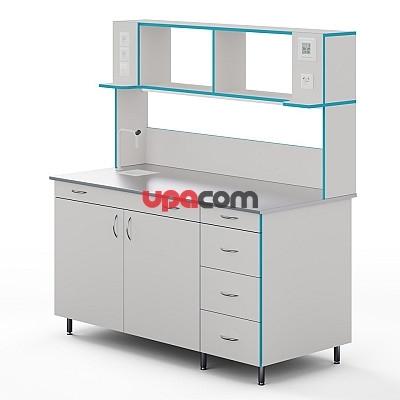 Пристенный стол с сантехникой и столешницей из нержавеющей стали СЛП НВК 1500 НЕРЖ+