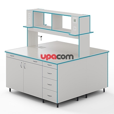 Островной стол с сантехникой и столешницей из монолитной керамики СЛО НВК 1500 МОН+